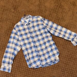 Izod Men's Blue and White Checkered Shirt